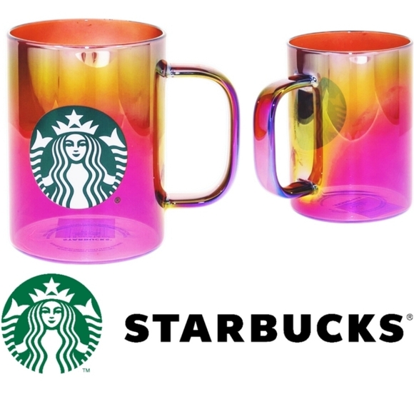 Starbucks Red Holographic Iridescent Rainbow Glass Kitchen Mug 14oz Holiday 2019 - Picture 7 of 7